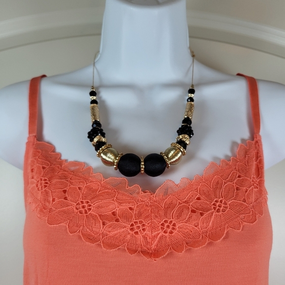 CATO Black and Gold Necklace and Drop Earrings Set / Pierced - Picture 2 of 7